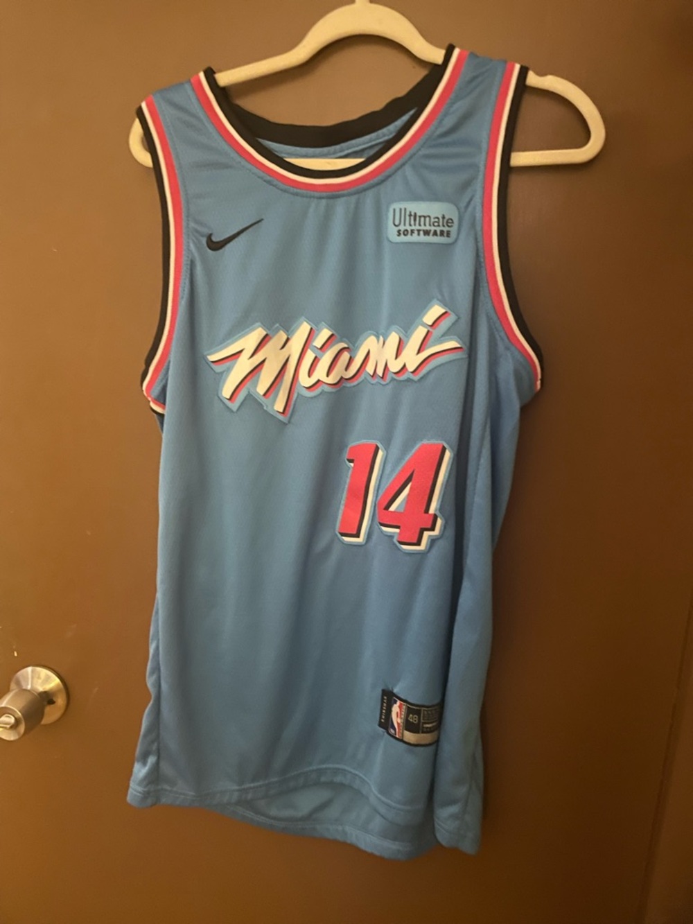 Nike Light Blue Basketball Jersey with Black Patch Accents Herro swingsman jers